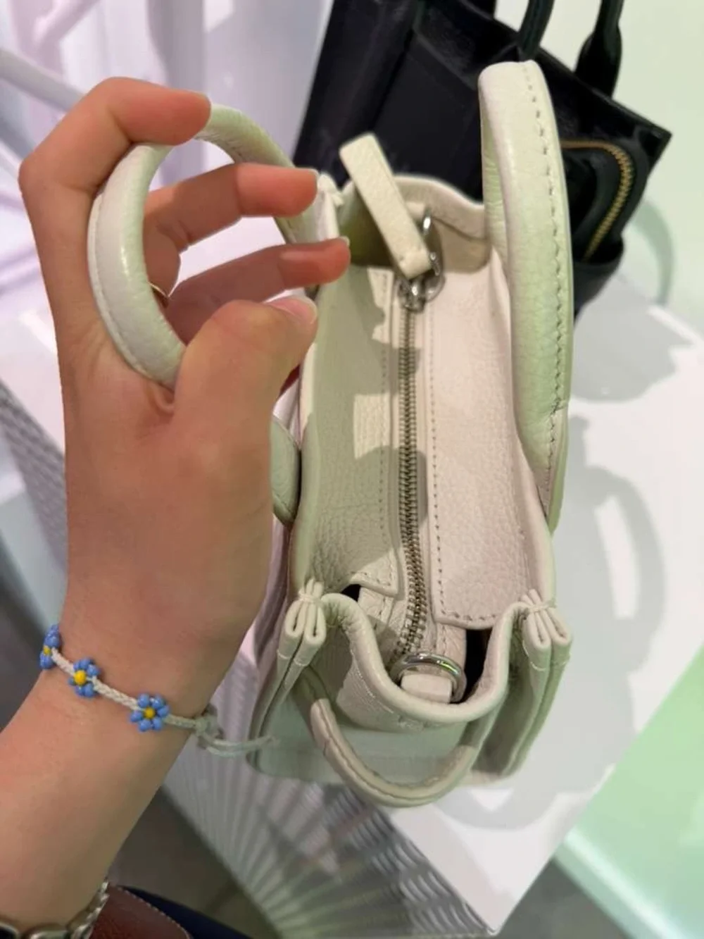 Marc Jacobs Small Pebbled Leather Tote in Pale Green